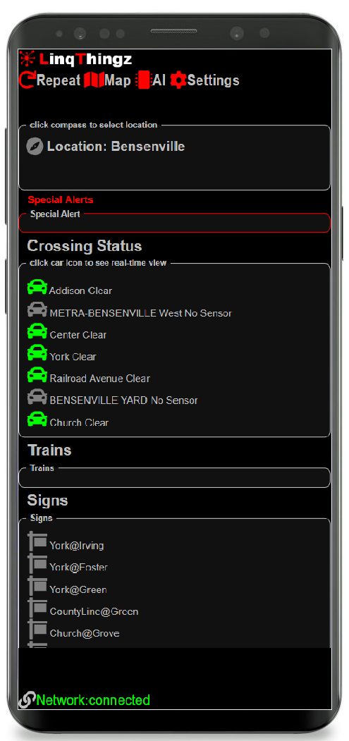 InCab mobile app interface